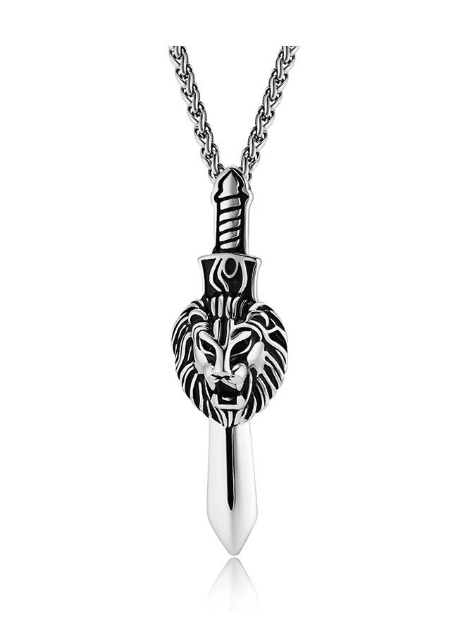 Men Stylish Titanium Steel Stainless Steel Chain Necklace Lion/Sword  - Image 1
