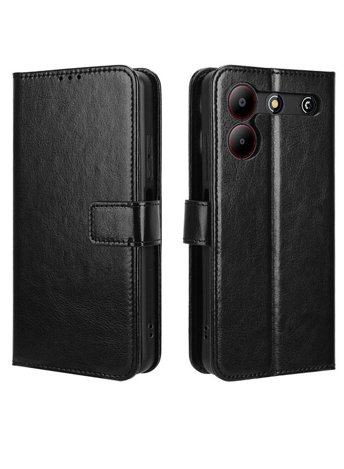 General ZTE Blade A54 Mobile Phone Case ZTE Blade A54 Mobile Phone Leather Card Lanyard Flip Cover with Crazy Horse Print Protective Case  - Image 1