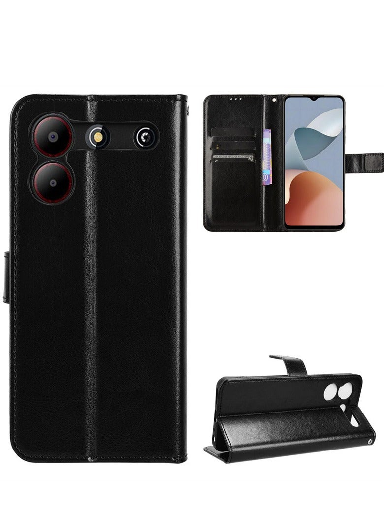 General ZTE Blade A54 Mobile Phone Case ZTE Blade A54 Mobile Phone Leather Card Lanyard Flip Cover with Crazy Horse Print Protective Case  - Image 2