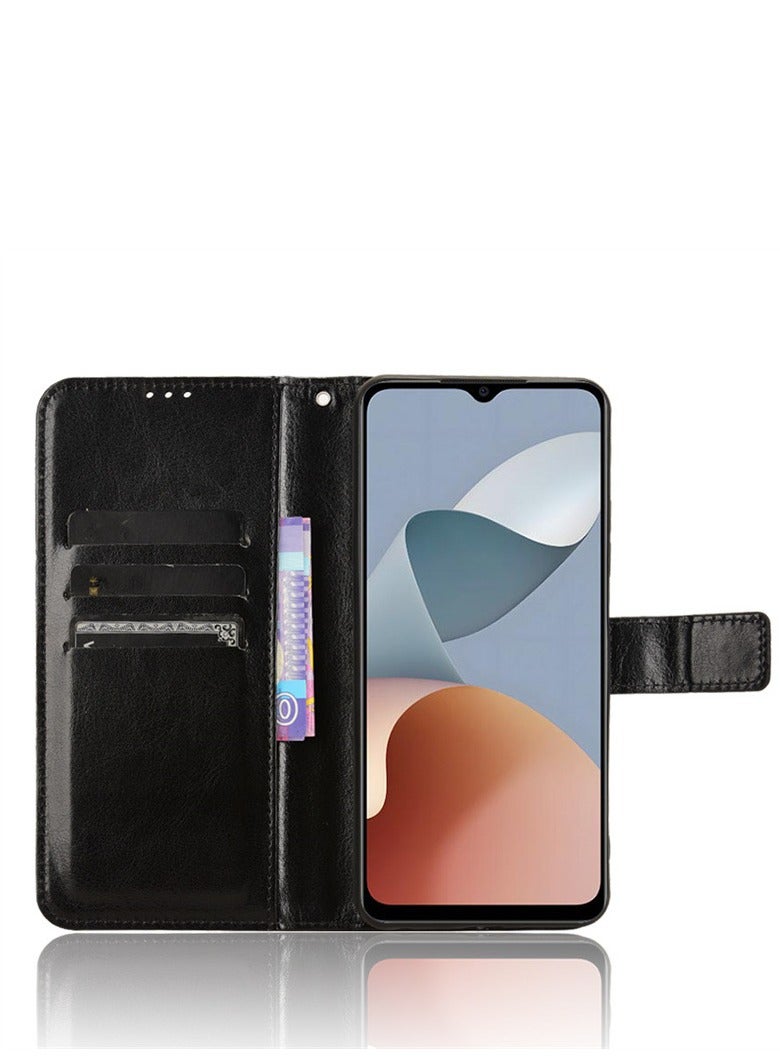 General ZTE Blade A54 Mobile Phone Case ZTE Blade A54 Mobile Phone Leather Card Lanyard Flip Cover with Crazy Horse Print Protective Case  - Image 4