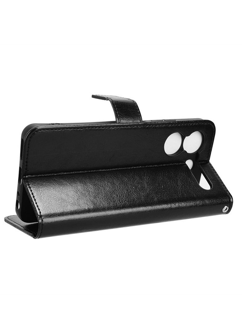 General ZTE Blade A54 Mobile Phone Case ZTE Blade A54 Mobile Phone Leather Card Lanyard Flip Cover with Crazy Horse Print Protective Case  - Image 5