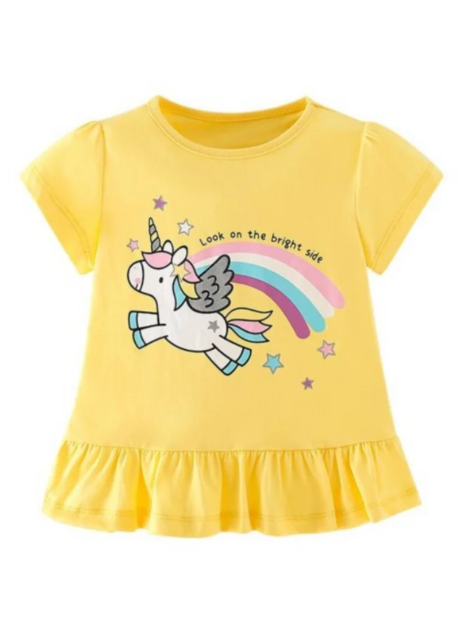 YUNIQEE Yellow Printed Short Sleeve Crew Neck T-Shirt