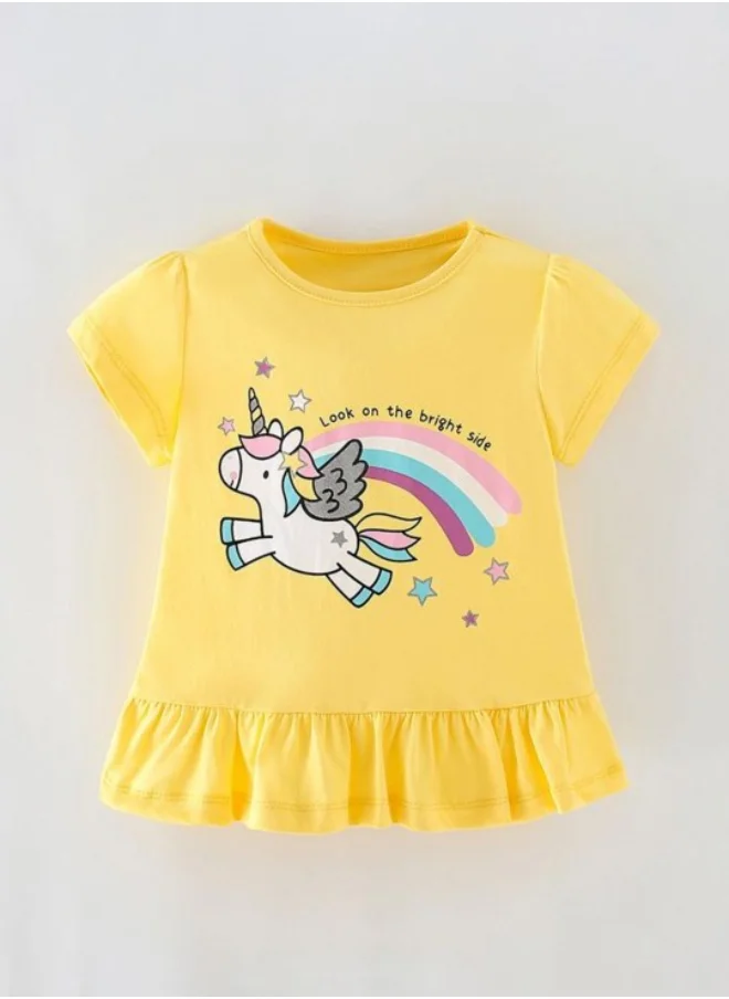 YUNIQEE Yellow Printed Short Sleeve Crew Neck T-Shirt