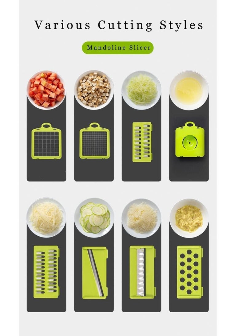 ELTRAZONE مفرمة الخضار، 12 في 1 مفرمة بصل، مفرمة، قاطعة مانولين، قاطعة فواكه وخضار، قاطعة بصل، قاطعة خضار يدوية للثوم، الكرنب، الجزر، البطاطس، السلطة - Image 2