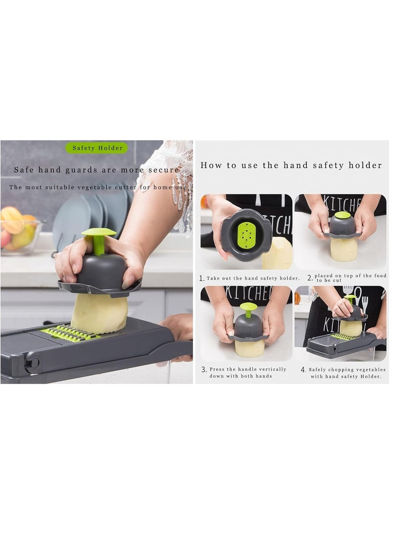 ELTRAZONE مفرمة الخضار، 12 في 1 مفرمة بصل، مفرمة، قاطعة مانولين، قاطعة فواكه وخضار، قاطعة بصل، قاطعة خضار يدوية للثوم، الكرنب، الجزر، البطاطس، السلطة - Image 3