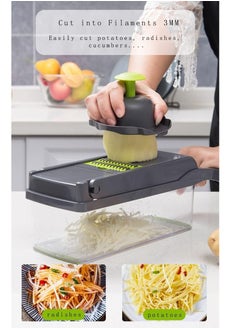 ELTRAZONE Vegetable Chopper, 12 in 1 Onion Mincer Chopper Dicer Mandoline Slicer, Fruit Food Chopper Vegetable Spiralizer Onion Cutter,Veggie Slicer Manual for Garlic, Cabbage, Carrot, Potato,Salad  - Image 4