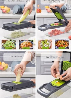 ELTRAZONE Vegetable Chopper, 12 in 1 Onion Mincer Chopper Dicer Mandoline Slicer, Fruit Food Chopper Vegetable Spiralizer Onion Cutter,Veggie Slicer Manual for Garlic, Cabbage, Carrot, Potato,Salad  - Image 5