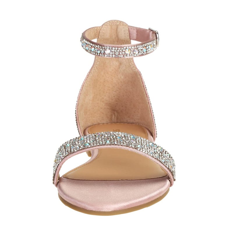 SheSole Women's Sparkly Rhinestone Strappy Flat Sandals Bridal Wedding Dress Shoes Champagne Size 9 - Image 3