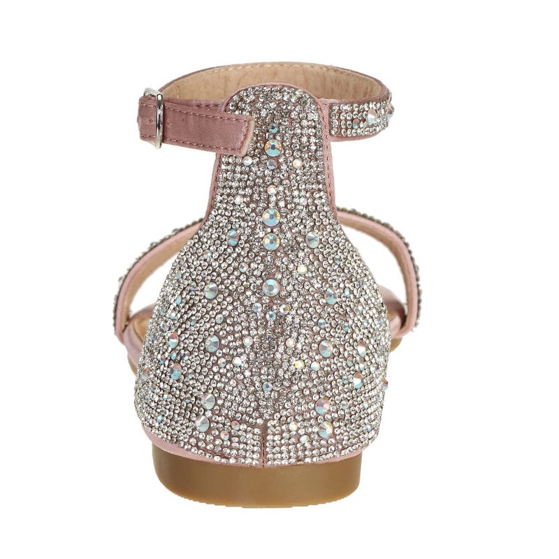 SheSole Women's Sparkly Rhinestone Strappy Flat Sandals Bridal Wedding Dress Shoes Champagne Size 9 - Image 4