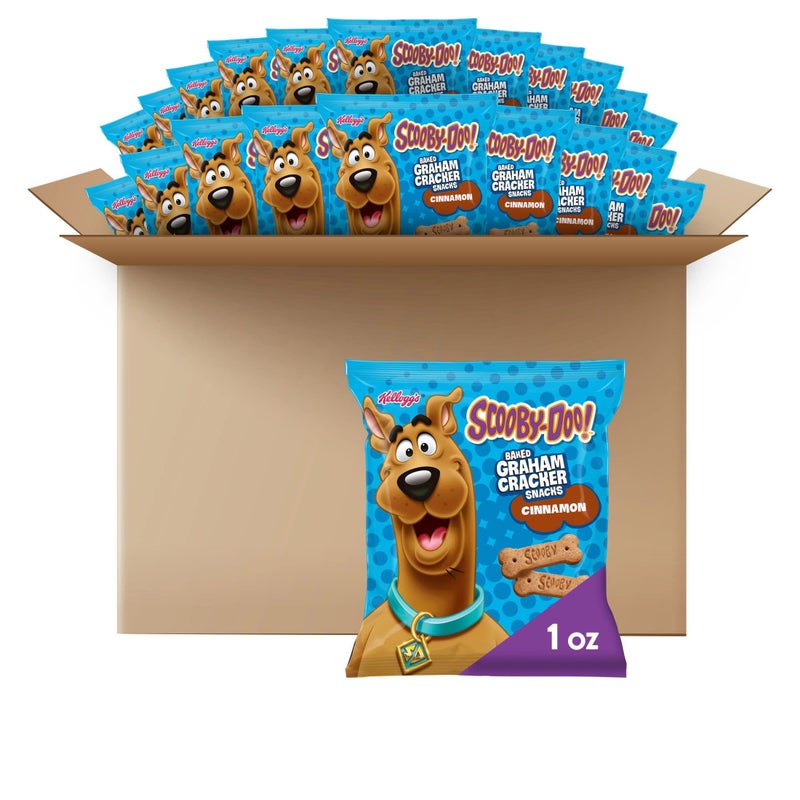 Kellogg's SCOOBY-DOO! Baked Graham Cracker Snacks, Lunch Snacks, Snack Crackers, Cinnamon (40 Pouches) - Image 1