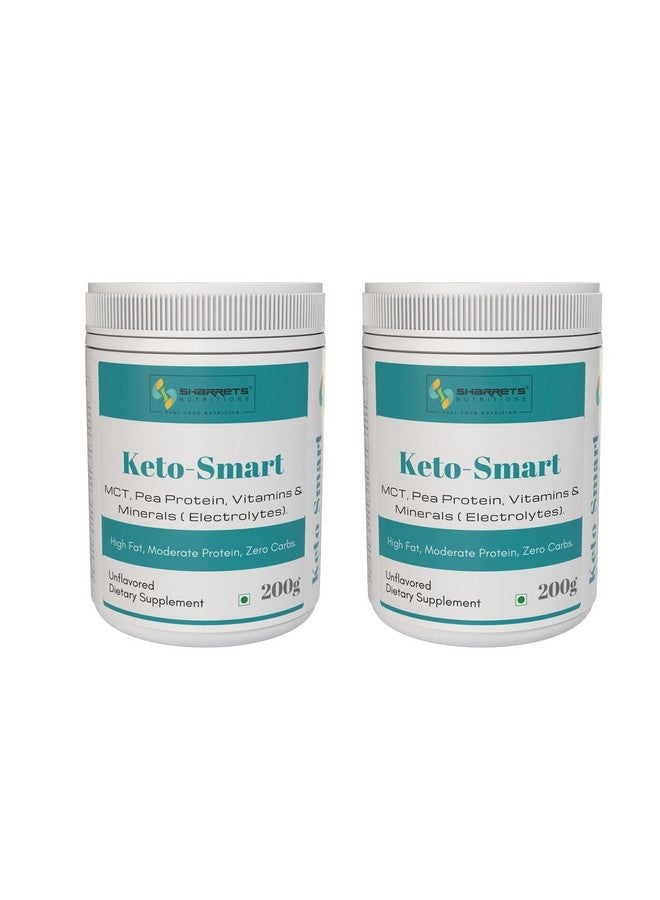 Sharrets Keto-Smart Zero Carbs Powder 2 X 200G - Mcts, Pea Protein, Vitamins & Minerals (Electrolytes) - For Optimal Energy & Hydration. - Image 1