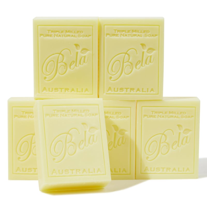 BELA Pure Natural Soap  Honeysuckle Scent  33 oz Pack of 6 Long Lasting Triple Milled French Soap Enriched with Organic Shea Butter Rich Creamy Lather Made in Australia