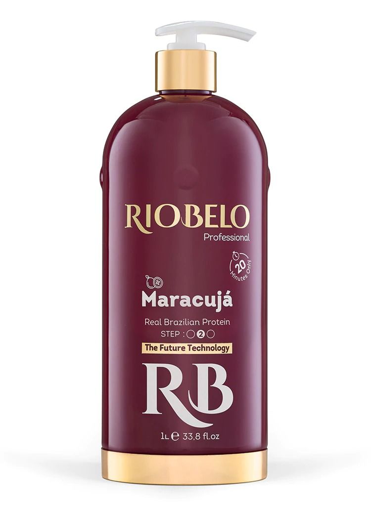 RIOBELO Hair Protein, Maracujá Protein Treatment for Hair, Brazilian Protein Hair for Normal & Curly Hair by RIOBELO Professional Real - 1L - Image 1