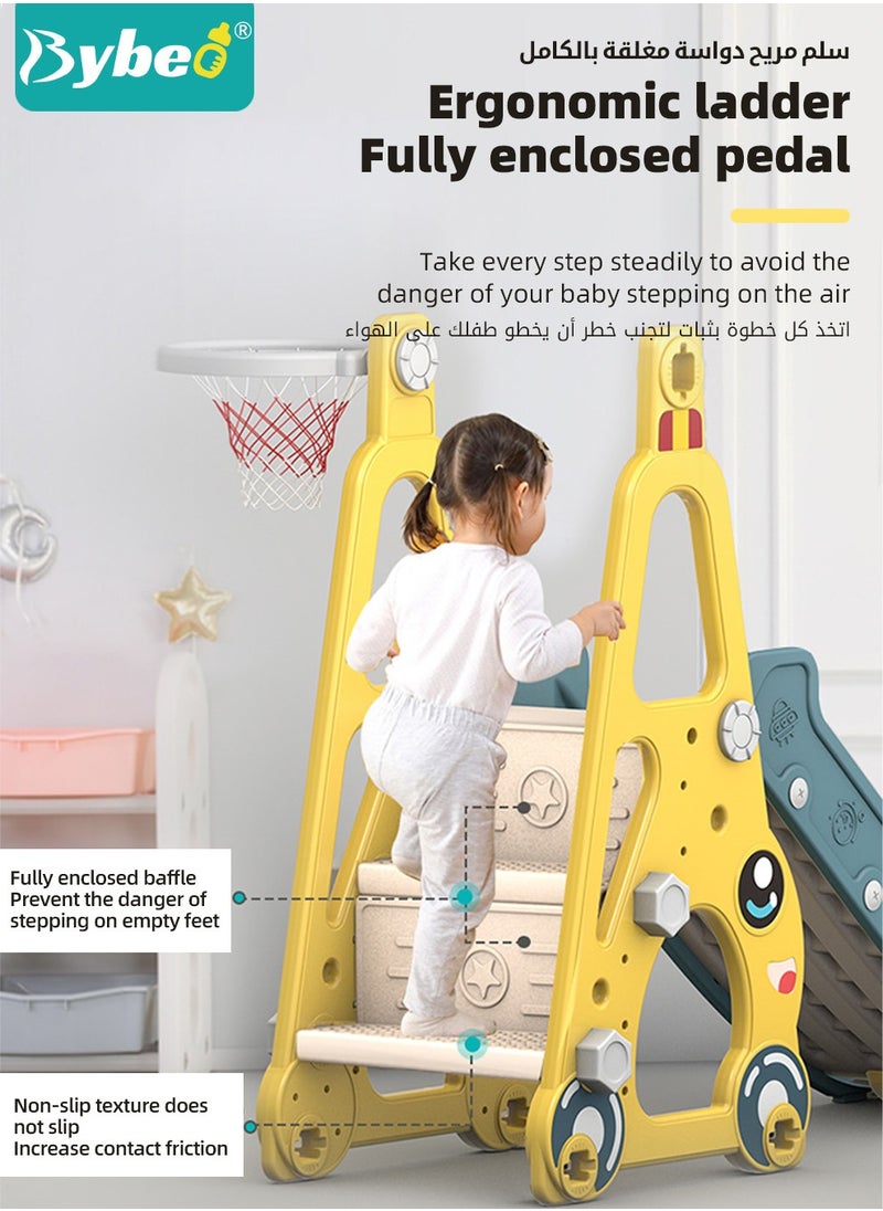Bybeo 7 In 1 Kid Swing and Slide Set With Basketball Hoop, Climber Slides Playset for Toddlers, Multifunctional Gym Sets and Swings, Indoor and Outdoor Toy Playground Equipment Sets, with Soccer, Golf Games  - Image 5
