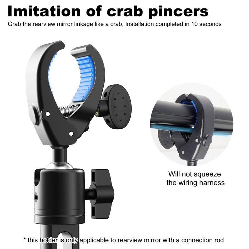 Quyee Phone Holder Car, Rear View Mirror Phone Holder - Aluminum Alloy Mount Multi-Angle Adjustment Rotatable and Retractable Compatible with All 4-7 Inch iPhone and Android Cell Phones - Image 4
