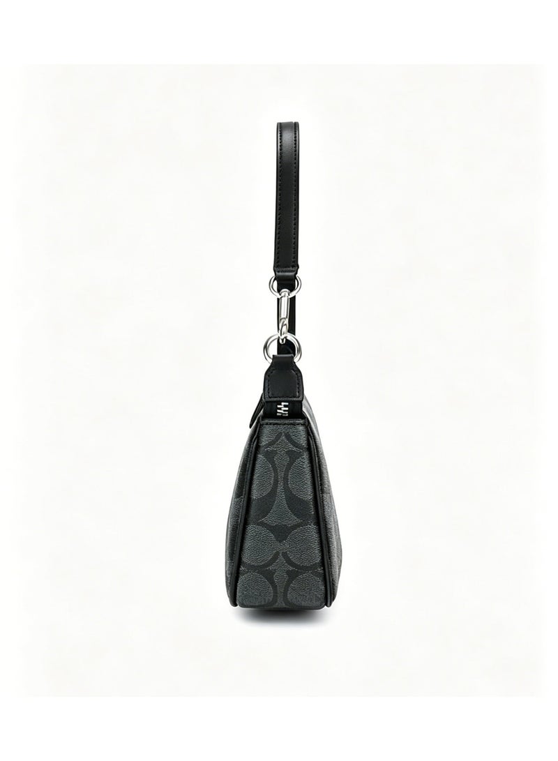 coachoutlet Coach Nolita 19 Shoulder Bag Graphite Black Signature Canvas Women's Mini Underarm Wristlet Handbag - Image 5