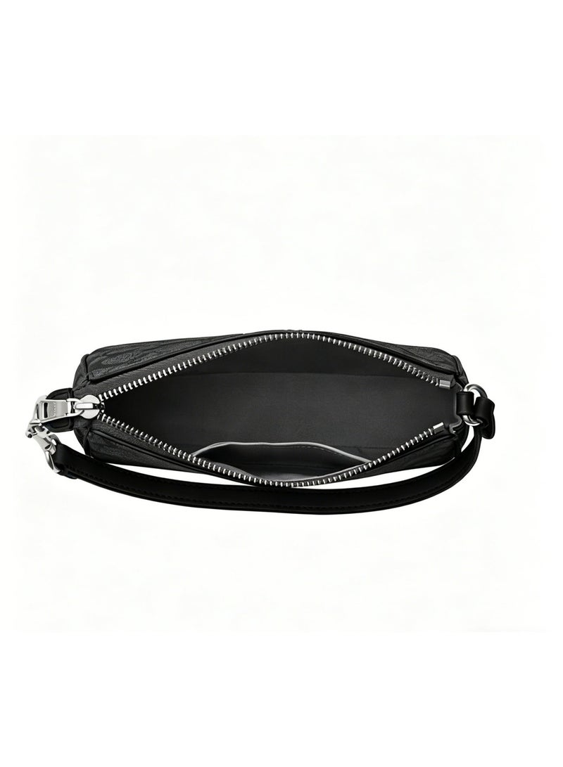 coachoutlet Coach Nolita 19 Shoulder Bag Graphite Black Signature Canvas Women's Mini Underarm Wristlet Handbag - Image 4