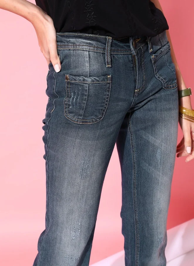 STREET 9 Blue Skinny Fit Low-Rise Jeans for Women