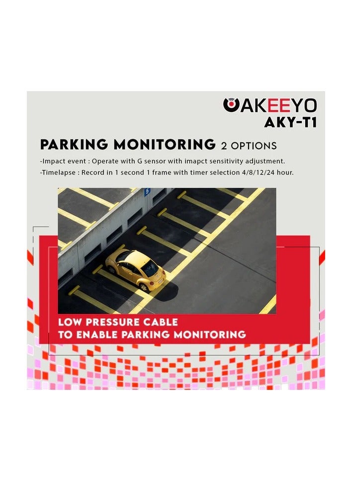 اكييو AKEEYO AKY-T1 Dash Camera, 4k Dash Camera, 5G, Wi-Fi, Front and Rear Cameras, GPS, 8 Megapixel Sensor, 3-inch IPS Monitor, WDR, Noise Protection, Parking Surveillance, LED Traffic Signal - Image 5