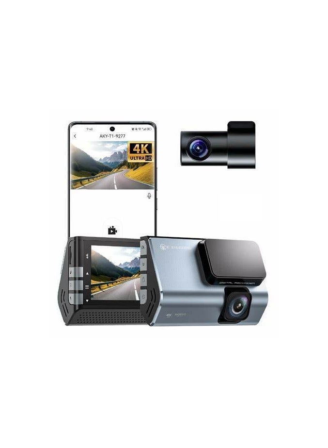 اكييو AKEEYO AKY-T1 Dash Camera, 4k Dash Camera, 5G, Wi-Fi, Front and Rear Cameras, GPS, 8 Megapixel Sensor, 3-inch IPS Monitor, WDR, Noise Protection, Parking Surveillance, LED Traffic Signal - Image 1
