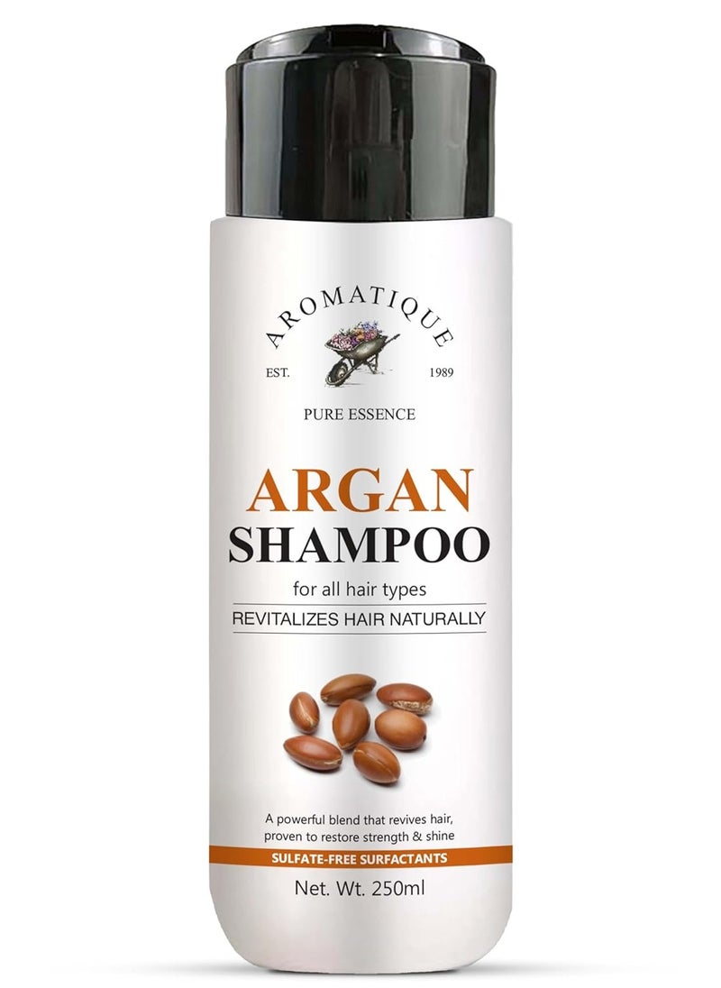 AROMATIQUE Argan Oil Shampoo | Sulfate-Free Moroccan Care with Keratin | For Curly, Straight, Dry & Damaged Hair | Moisturizing, Hydrating, Anti-Frizz Salon Formula 250ML  - Image 1