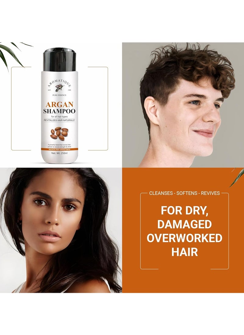 AROMATIQUE Argan Oil Shampoo | Sulfate-Free Moroccan Care with Keratin | For Curly, Straight, Dry & Damaged Hair | Moisturizing, Hydrating, Anti-Frizz Salon Formula 250ML  - Image 4