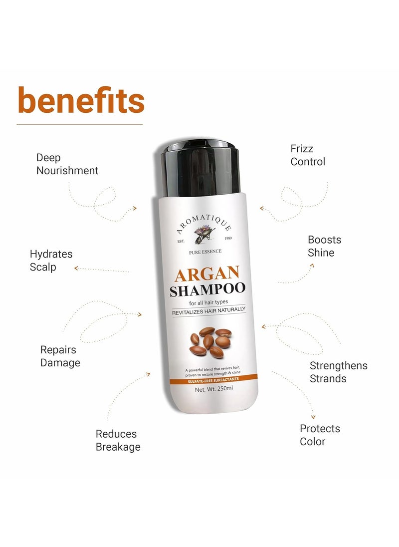 AROMATIQUE Argan Oil Shampoo | Sulfate-Free Moroccan Care with Keratin | For Curly, Straight, Dry & Damaged Hair | Moisturizing, Hydrating, Anti-Frizz Salon Formula 250ML  - Image 5