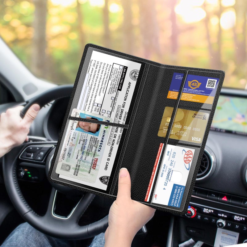 FINPAC Car Registration and Insurance Card Holder, Vehicle Glove Box Card Organizer Wallet, Automobile Accessories for Documents, License, Black - Image 5
