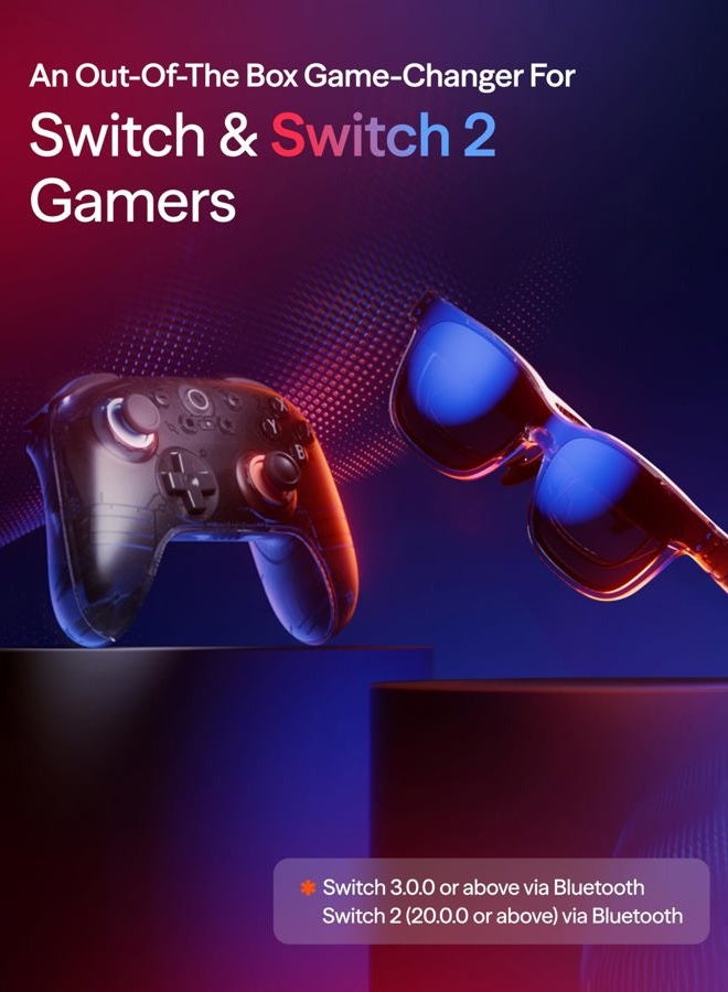 VITURE × وحدة تحكم الألعاب بلوتوث 8BitDo Ultimate 2C لجهاز سويتش وسويتش 2 | تحكم بالحركة 6 محاور | عصي تحكم بتأثير هول | اهتزاز رنيني | وظيفة توربو | استيقاظ عند الاهتزاز | شفاف مدخن - Image 4