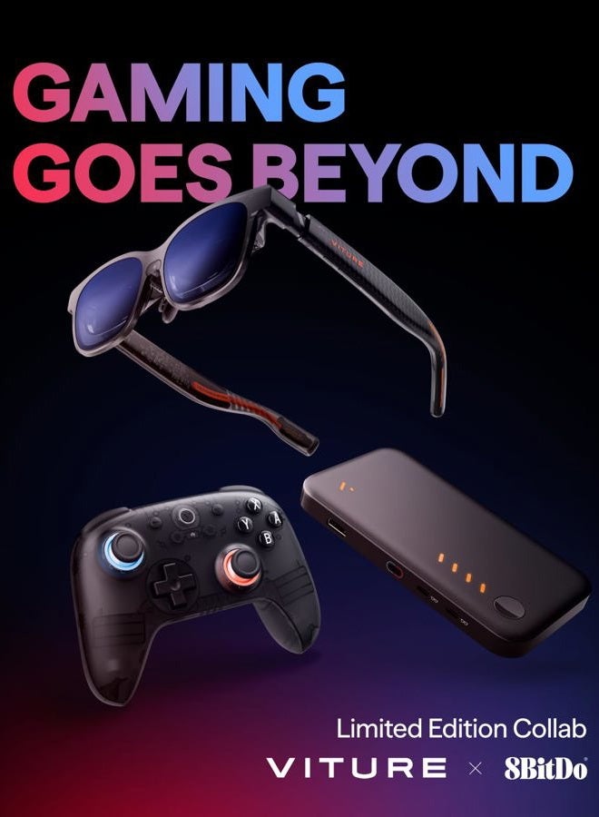 VITURE × وحدة تحكم الألعاب بلوتوث 8BitDo Ultimate 2C لجهاز سويتش وسويتش 2 | تحكم بالحركة 6 محاور | عصي تحكم بتأثير هول | اهتزاز رنيني | وظيفة توربو | استيقاظ عند الاهتزاز | شفاف مدخن - Image 2