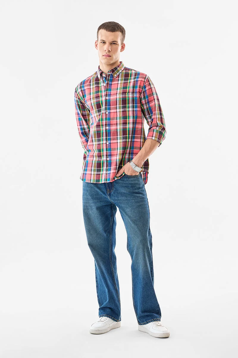 SNITCH Linen Blend Plaid Regular Fit Shirt