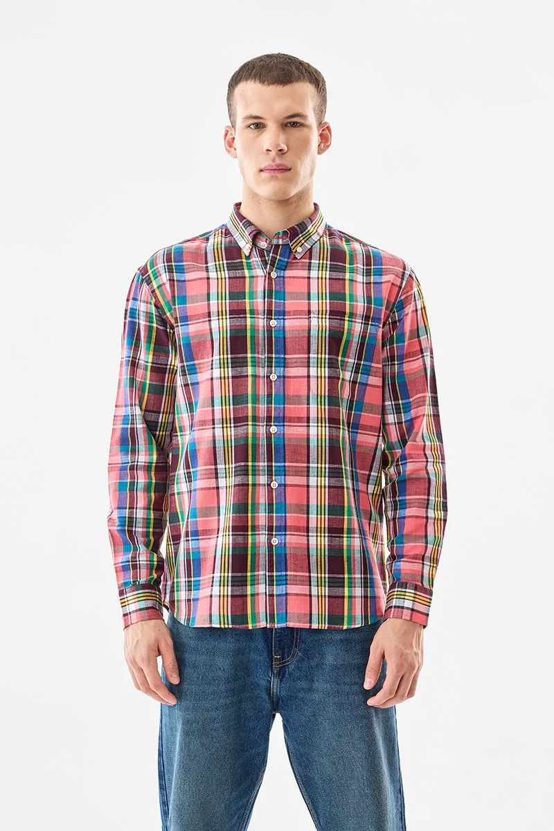 سنيتش قميص كاروهات بقصة عادية من مزيج الكتان