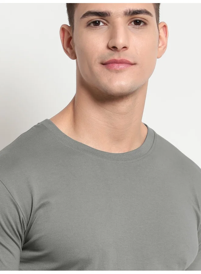 Beyoung Space Grey Plain T-shirt For Men