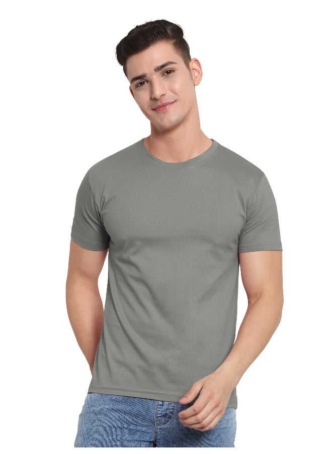 Beyoung Space Grey Plain T-shirt For Men  - Image 2