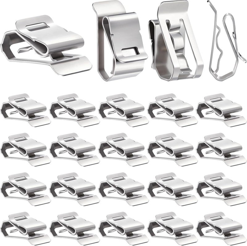 Dunzy 100 Pcs Stainless Steel Cable Clips S Clip Metal Trailer Wire Clip Electrical Cord Management Solar Panel Wire Clip for PV Wiring Boat Cable Boat Trailer, 0.2 Inch to 0.3 Inch in Rope Capacity, Silver - Image 1
