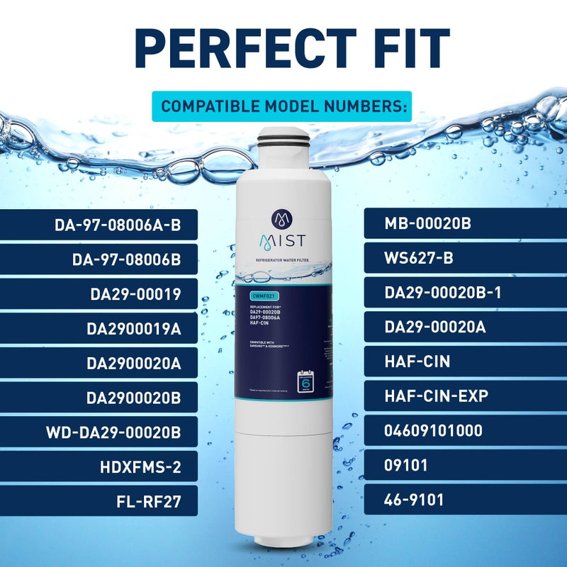 مست بديل فلتر مياه الثلاجة Mist Haf-Cin/Exp لهاتف Samsung Da29-00020B Da29-00020A Kenmore 46-9101 - معتمد من NSF 42 و372 - عبوة واحدة - Image 3