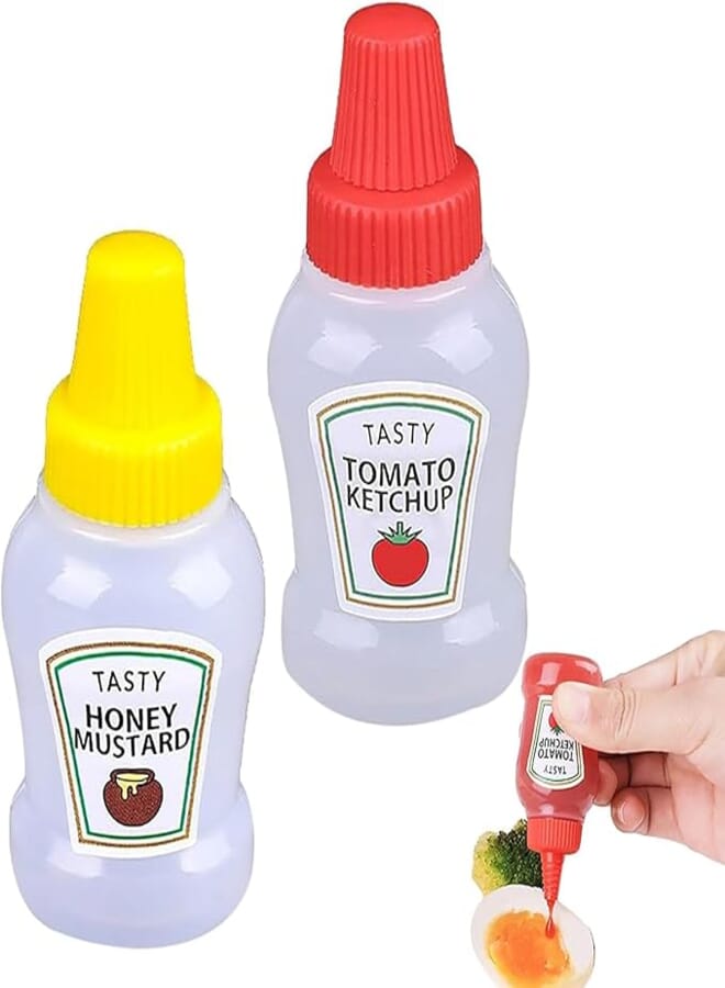 Spaceshoop Generic Mini Refillable Sauce Ketchup Mustard Honey Bottle Portable - 2Pcs, 3ml Capacity, Polypropylene, Polyethylene Material, Perfect for Picnics, Bento Box Preparation, Family Use