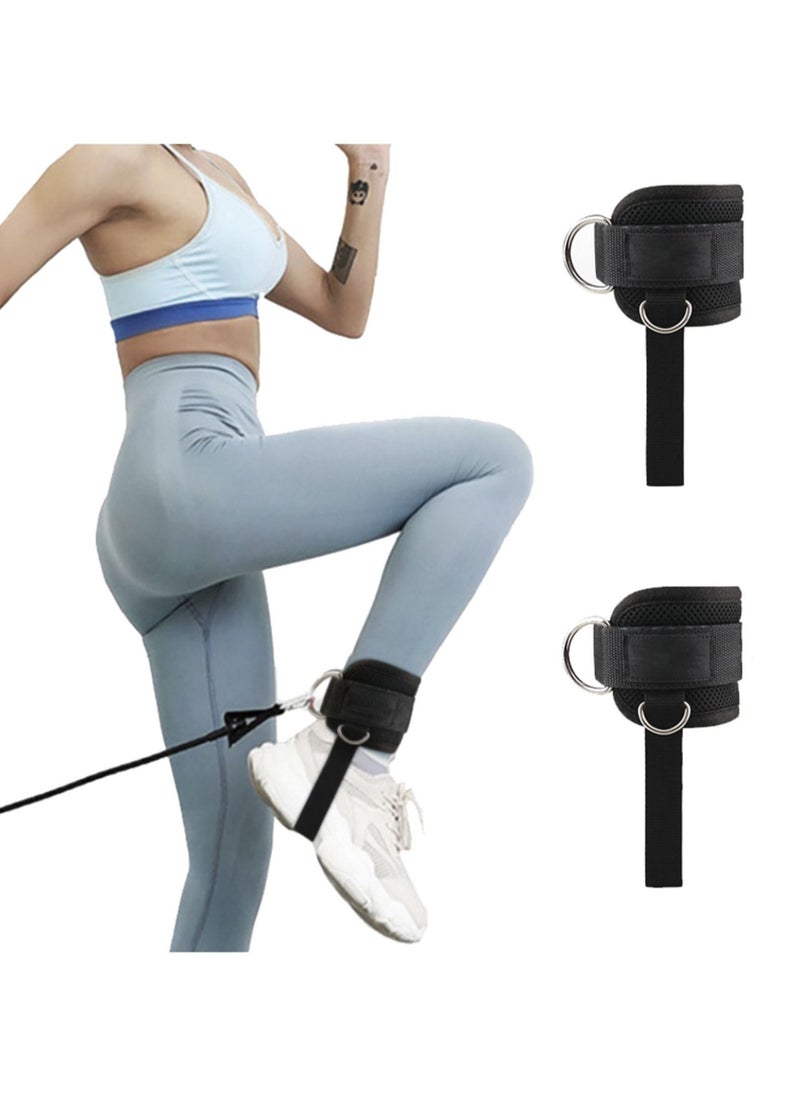 Rock Pow Ankle Straps for Cable Machines Adjustable Comfort fit Neoprene Reinforce Double D-Ring - Premium Ankle Cuffs to Improve Abdominal Muscles Lift The Tone The Legs for Men & Women  - Image 1