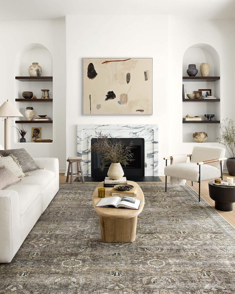 Loloi Layla Collection LAY13 AntiqueMoss 26 x 120 13 Thick Runner Rug Soft Durable Vintage Inspired Distressed Low Pile NonShedding Easy Clean Printed Living Room Rug