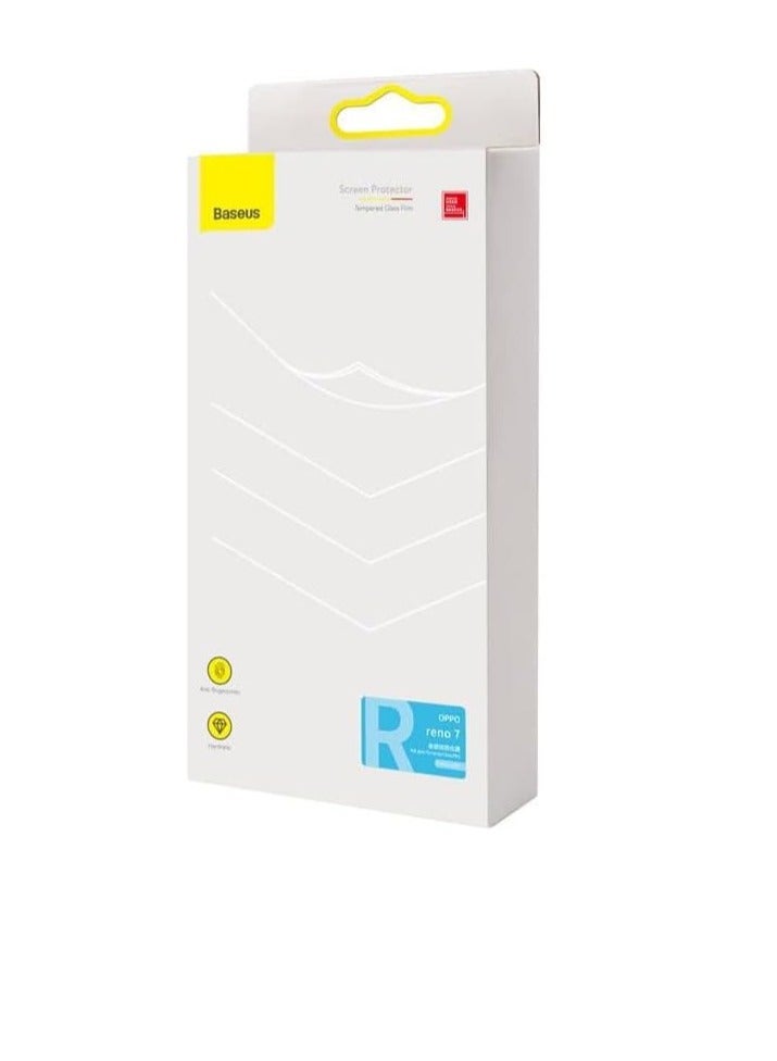 سكرين بروتيكشن طبقة حماية من الزجاج المقوى بسمك 0.3 ملم من Baseus لهاتف اوبو رينو 7 قطعتين، شفاف - Image 3