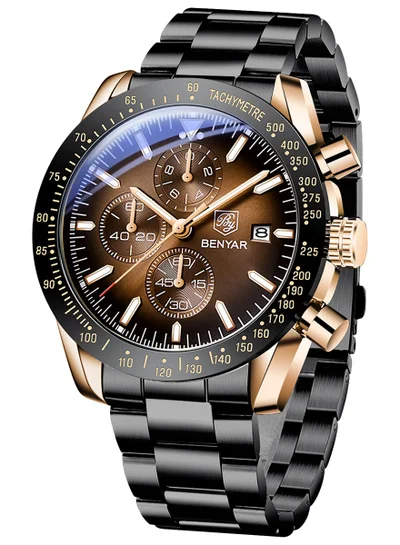 BENYAR BY BENYAR Mens Watches Analog Quartz Chronograph Waterproof Watch for Men Business Work Sport Casual Classic Stainless Steel Dress Men's Wrist Watches Elegant Gifts for Men BY5140