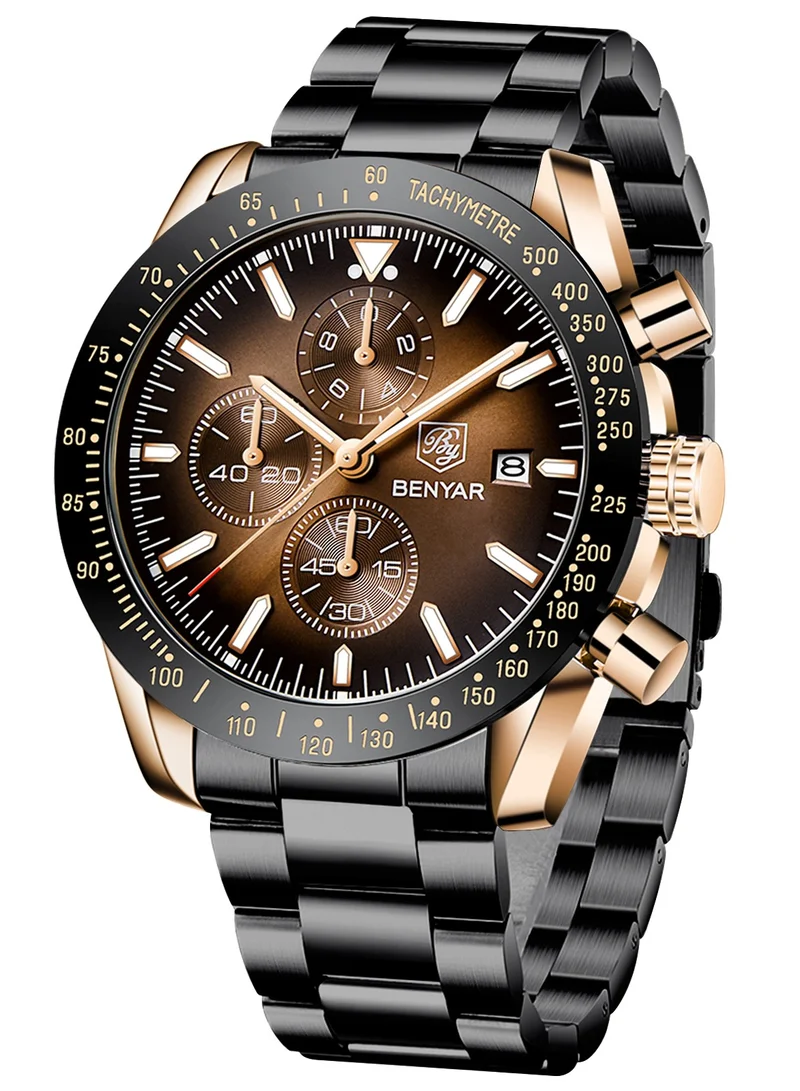 BENYAR  BY BENYAR Mens Watches Analog Quartz Chronograph Waterproof Watch for Men Business Work Sport Casual Classic Stainless Steel Dress Men's Wrist Watches Elegant Gifts for Men BY5140  | Best Price UAE
