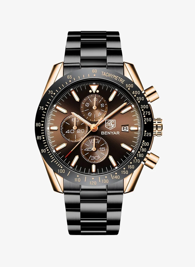 Benyar  BY BENYAR Mens Watches Analog Quartz Chronograph Waterproof Watch for Men Business Work Sport Casual Classic Stainless Steel Dress Men's Wrist Watches Elegant Gifts for Men BY5140 for Men | Best Price UAE