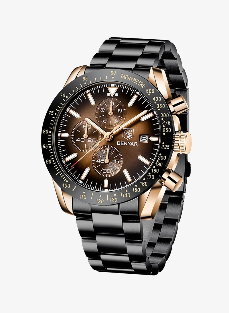 Benyar  BY BENYAR Mens Watches Analog Quartz Chronograph Waterproof Watch for Men Business Work Sport Casual Classic Stainless Steel Dress Men's Wrist Watches Elegant Gifts for Men BY5140 for Men | Best Price UAE