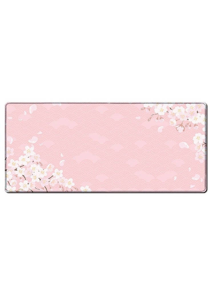 General Cherry Blossom Gaming Mouse Pad 900mmX40mm, Thickness 3mm, Pink Full Desk Japanese Sakura Gaming Mouse Pad, Large Non-Slip Rubber Base Waterproof Big Keyboard Mat With Stitched Edges For Gaming Offi  - Image 4