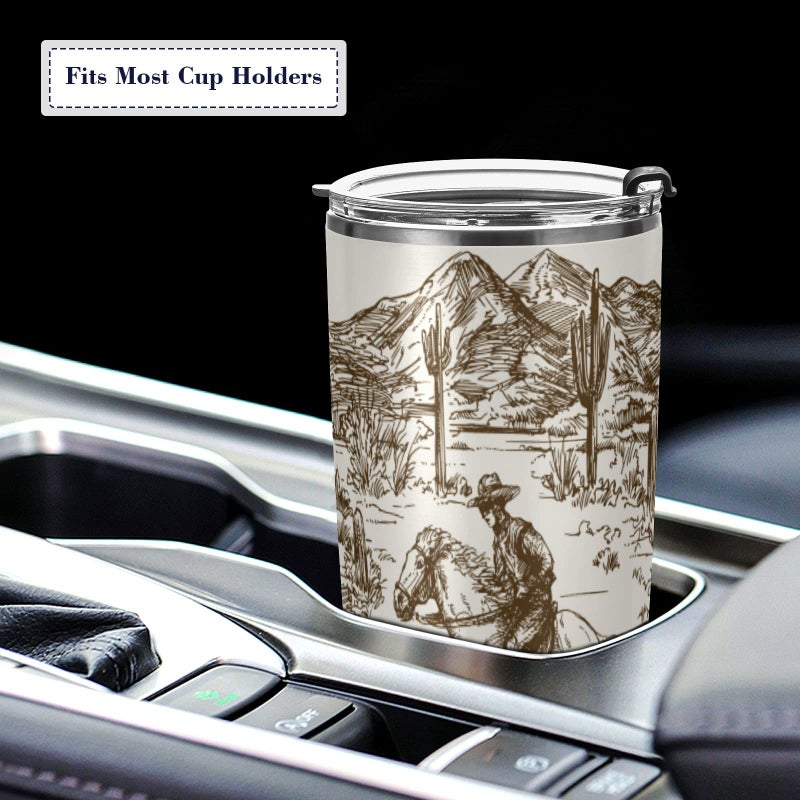 XIGUA xigua 20oz Western Desert Cowboy Tumbler with Lid Stainless Steel Vacuum Insulated Coffee Ice Cup Double Wall Travel Flask  - Image 5