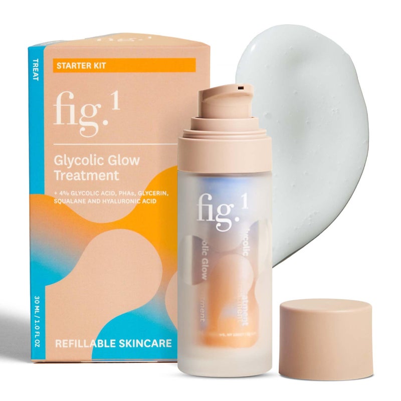 Fig1 Glycolic Glow Treatment 4 Glycolic Acid Face Exfoliant Exfoliating Glowing Emulsion Chemical Peel for Radiant Skin Hydrating PHA Squalane Vegan 30 ml