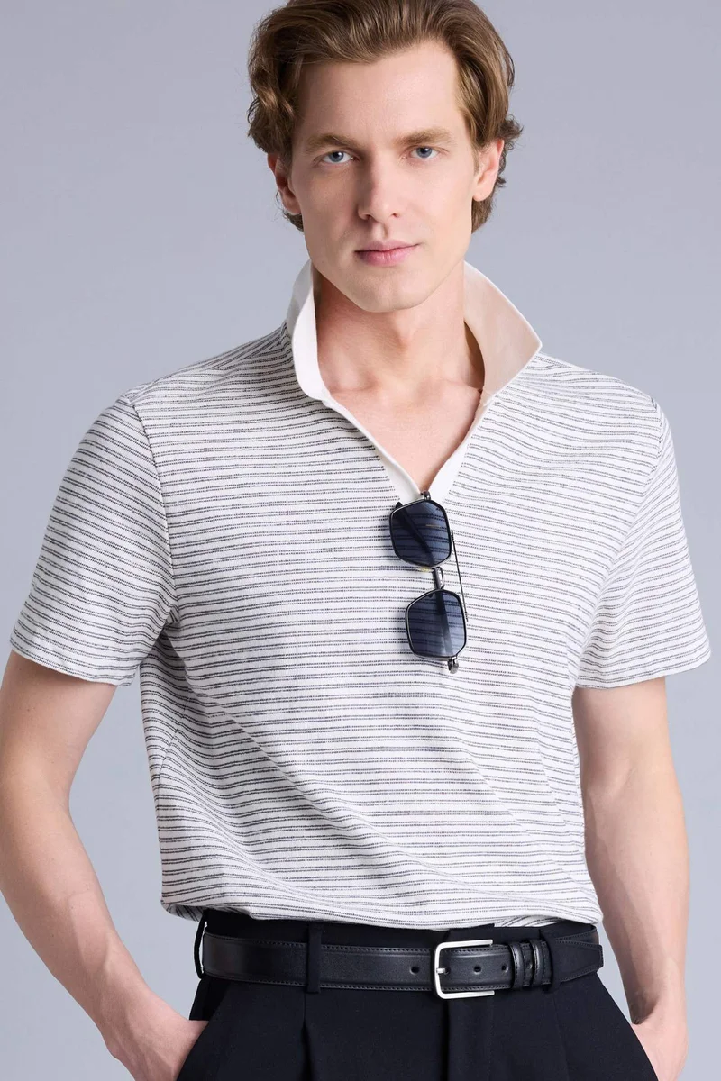 ديفاكتو Regular Fit 100% Cotton Short Sleeve Polo T-Shirt