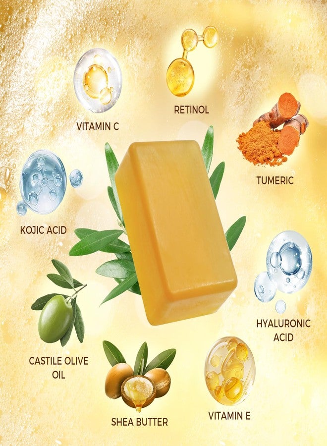 OUKEYA Dark Spot Remover Soap Bars, Turmeric Soap Bar, for Body & Face with Vitamin C, E, Retinol, Collagen, Shea Butter, Infused with Hyaluronic Acid, Soap for Men, Women - Image 2