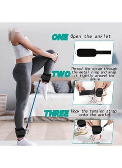 BUPY 6Pcs Ankle Resistance Bands with Cuffs, Perfect for Home Workouts and Fitness Training, Resistance Bands for Leg Training Exercise Equipment, Kickbacks Hip Gluteus Training Exercises (Black)  - Image 5